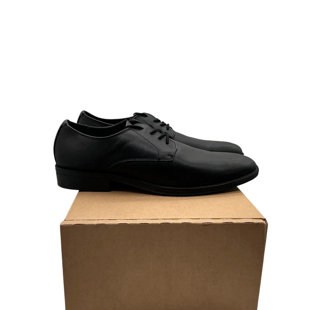 Calvin Klein Mens Brodie Black Leather Derby Dress Shoes 11M Oxfords Formal